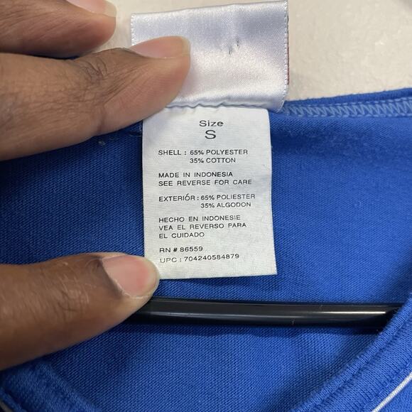 Vintage Hanes Sport V-Neck T Shirt Blue Black Unisex Size Small - Picture 4 of 7